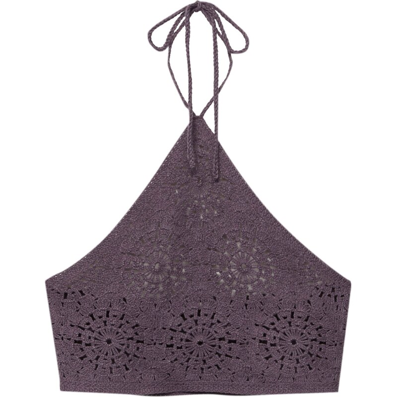 Pull&Bear Vyšívaný top černicová 54252030