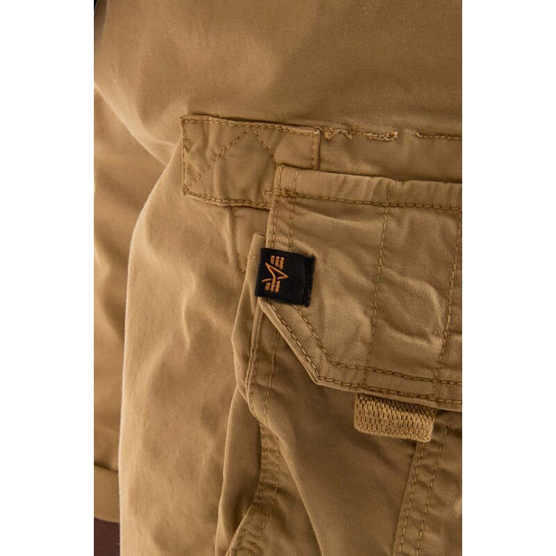 Bavlnené šortky Alpha Industries Crew Short 176203.14-cream, béžová farba