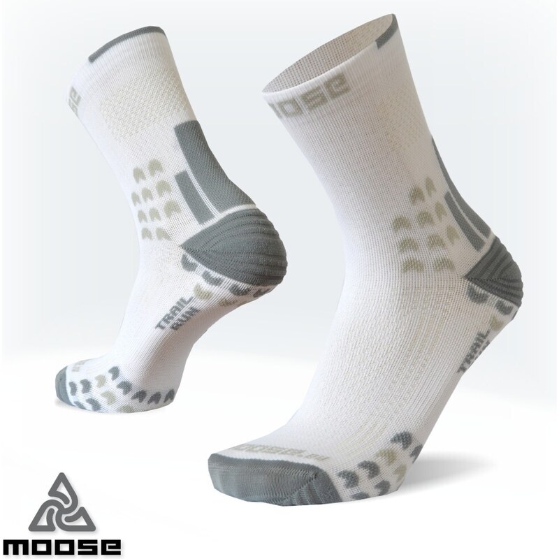 TRAIL NEW kompresné bežecké ponožky Moose Biela XS 1 pár 43795447