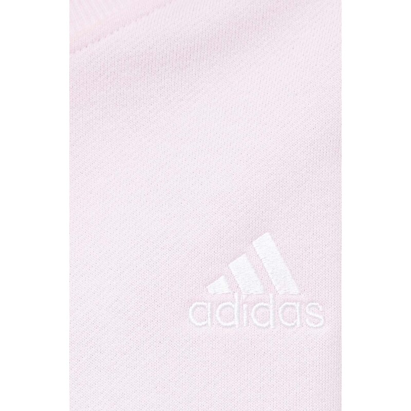 Bavlnená mikina adidas dámska, ružová farba, s nášivkou, IL3431