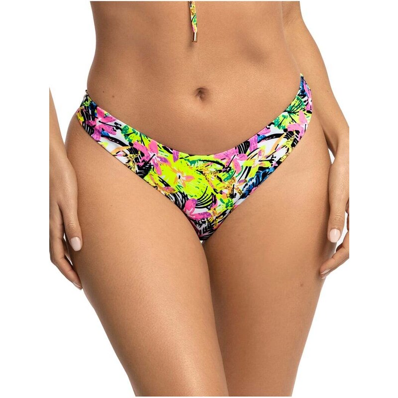 Relleciga Viacfarebné kvetované plavkové nohavičky brazílskeho strihu Cheeky Brazilian Cut Bikini Jungle