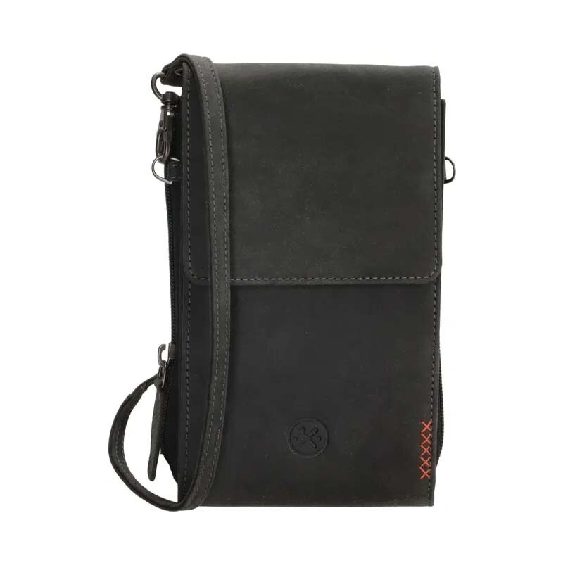 Hide & Stitches Čierna kabelka na mobil z pravej kože „Freya“ 42065301