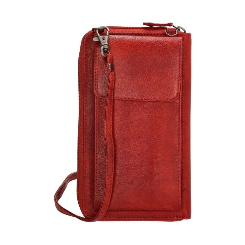 Beagles Červená kožená kabelka na mobil + peňaženka 2v1 „Dayana“ 42163712
