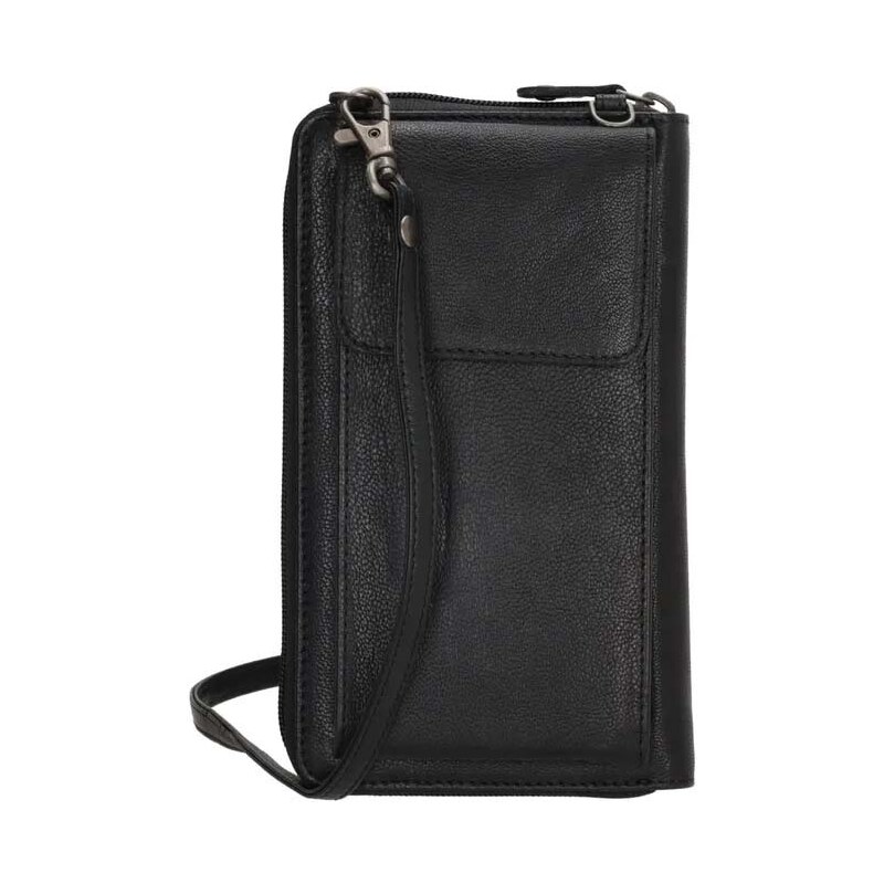 Beagles Čierna kožená kabelka na mobil + peňaženka 2v1 „Dayana“ 42065300