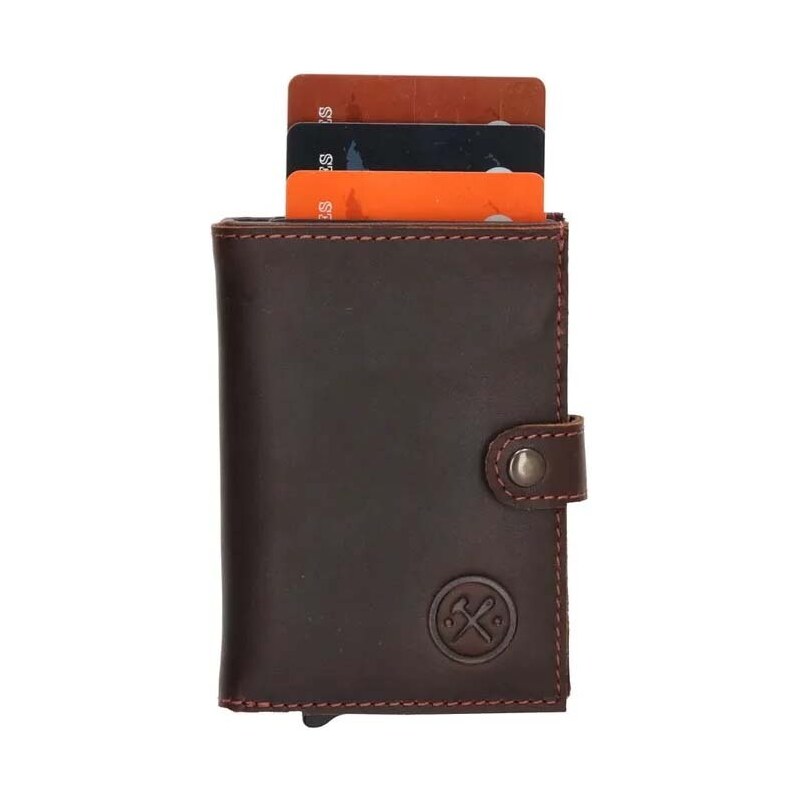 Double-D Tmavohnedá kožená peňaženka s RFID ochranou Protect 41481992