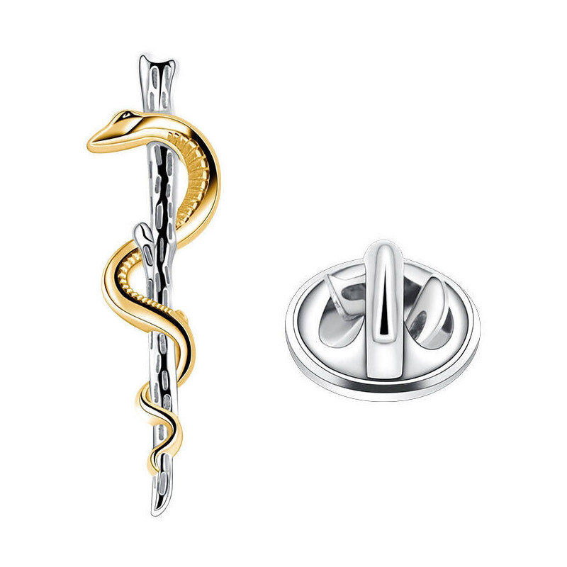 Olivie Strieborná brošňa AESKULAPOVA PALICA 7494 43967240