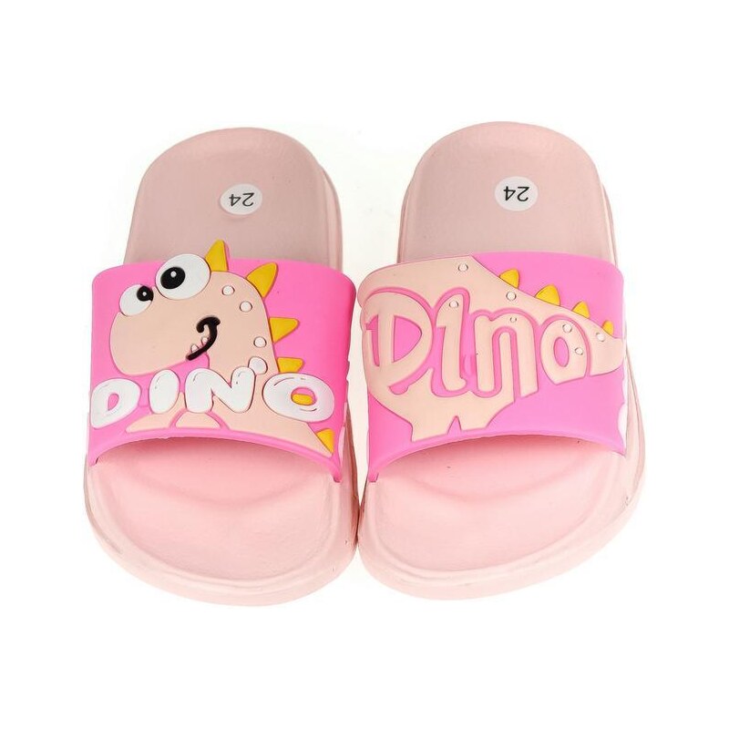 JOHN-C Detské gumené rúžové šľapky DINO 24-29 43886797