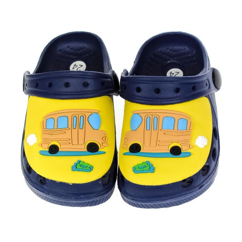JOHN-C Detské gumené modré šľapky SCHOOL-BUS 24-29 43886802