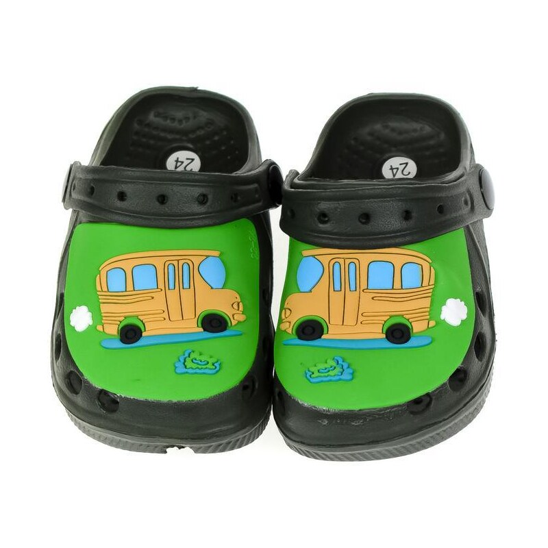 JOHN-C Detské gumené zelené šľapky SCHOOL-BUS 24-29 43886803
