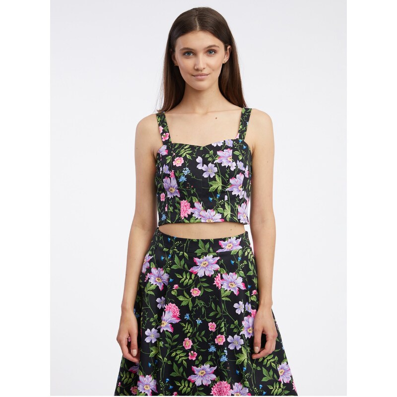 Čierny dámsky kvetovaný top ORSAY 50587012