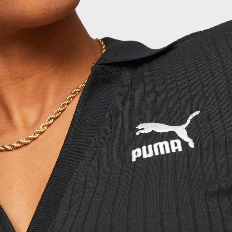 PUMA CLASSICS Ribbed V Collar Shirt XS
