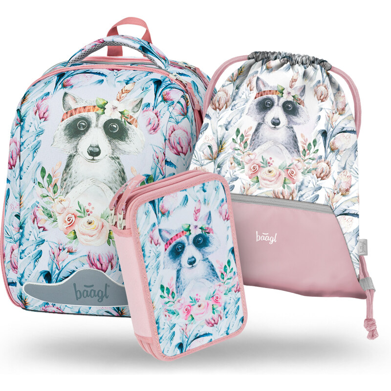 BAAGL SET 3 Shelly Mýval: aktovka, peračník, vrecúško 62192748