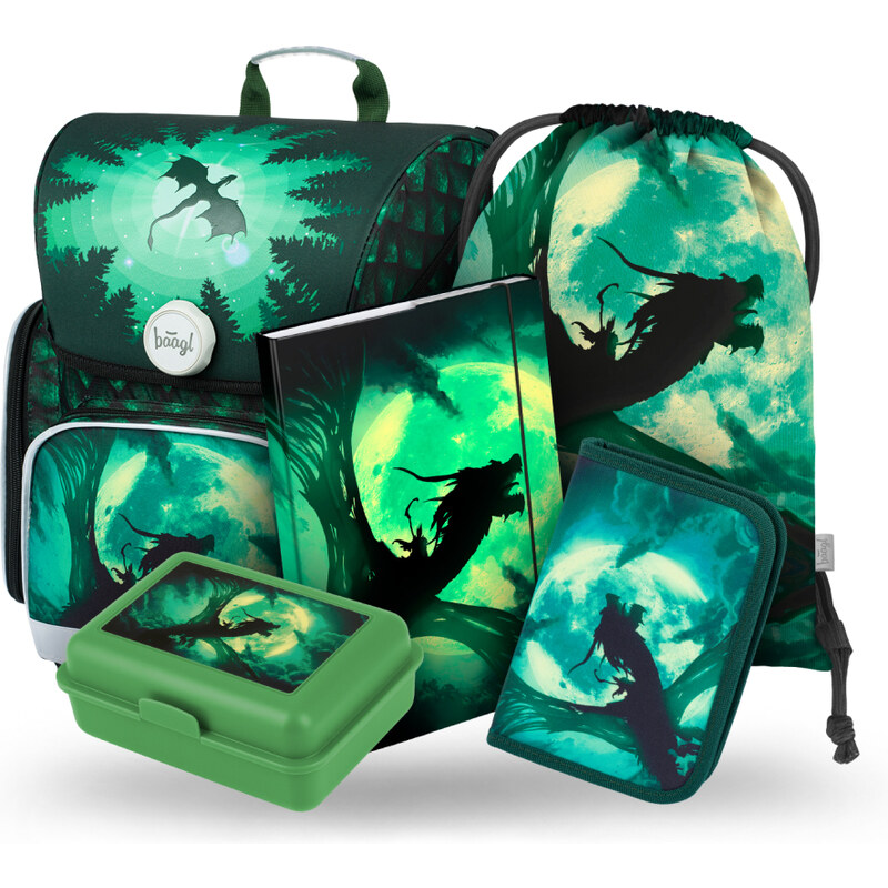 BAAGL SET 5 Ergo Drak: aktovka, peračník, vrecúško, dosky, box 64090250