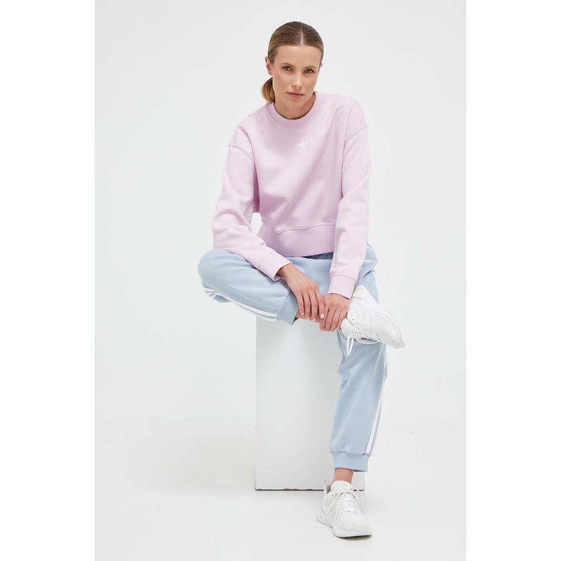 Mikina adidas Originals dámska, ružová farba, jednofarebná