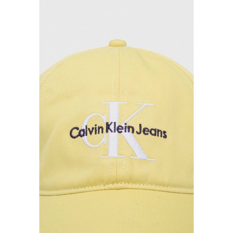 Bavlnená šiltovka Calvin Klein Jeans žltá farba, s nášivkou, K50K510061