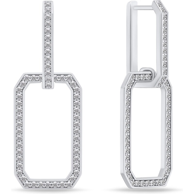 Brilio Silver Elegantné strieborné náušnice so zirkónmi EA789W 66581119
