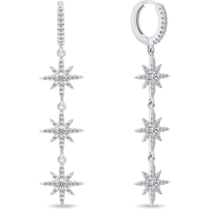 Brilio Silver Dlhé strieborné náušnice Hviezdy EA791W 66592391