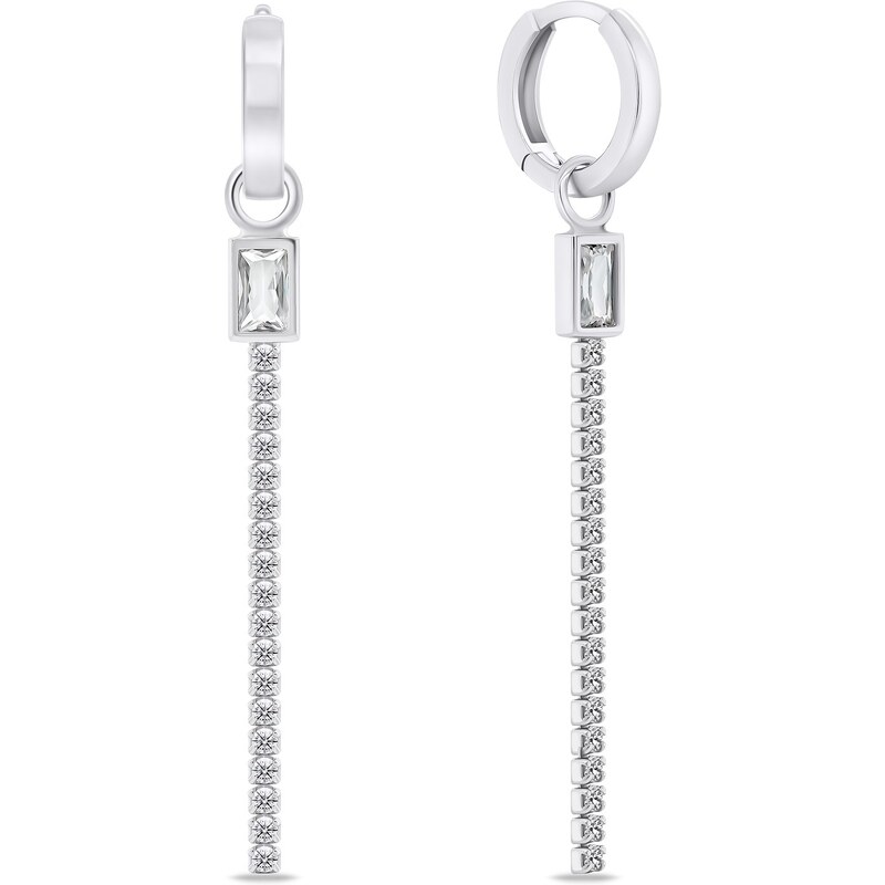 Brilio Silver Elegantné strieborné dlhé náušnice 2v1 EA799W 66590533