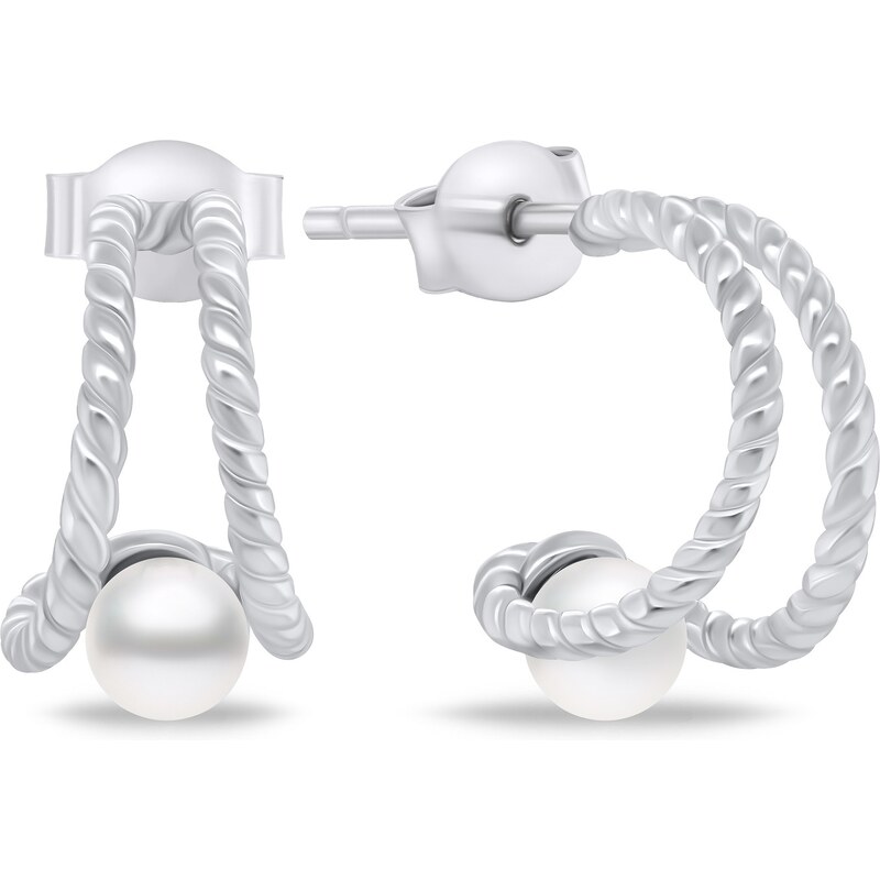 Brilio Silver Elegantné strieborné náušnice so sladkovodnou perlou 66592573