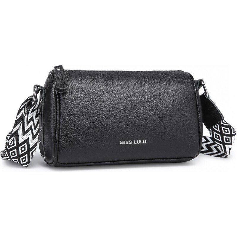 Miss LULU Malá dámska kabelka z pravej kože a hrubým popruhom, čierna 61882455