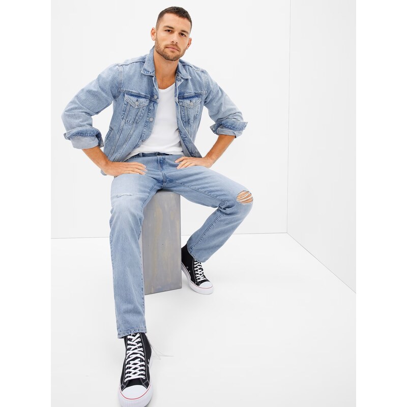 Modré pánske rifle GAP straight taper logan destroy 50645142