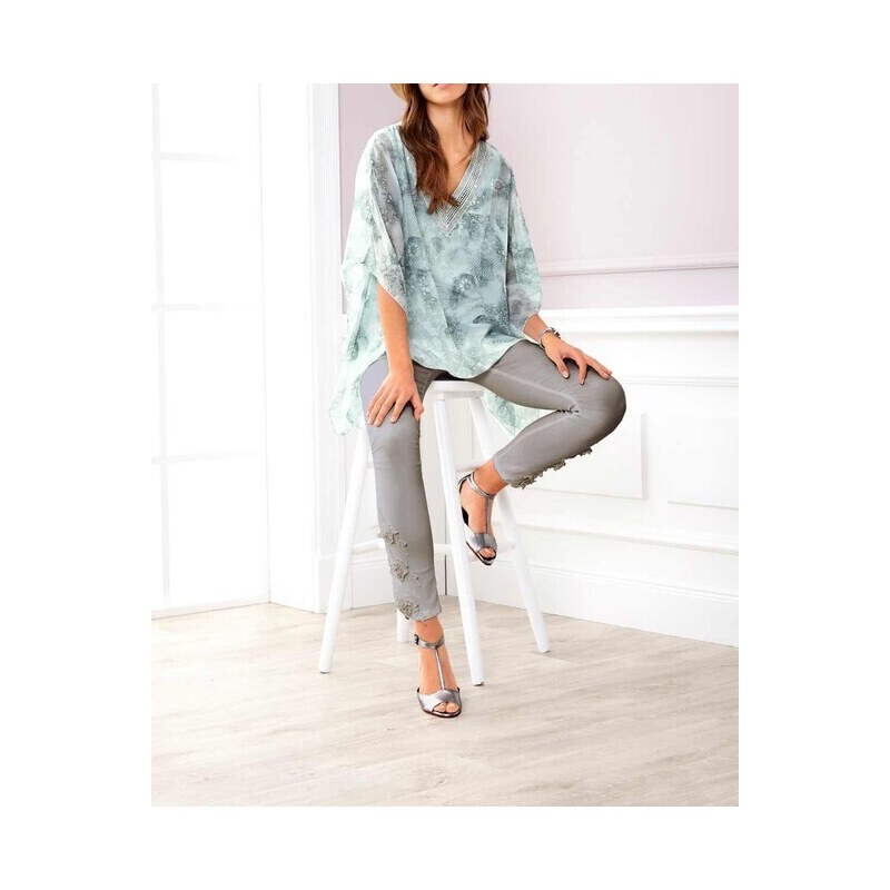 E-shop Skinny legíny s čipkou Ashley Brooke, sivá