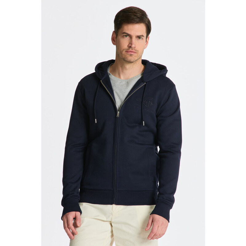 MIKINA GANT REG TONAL SHIELD FULL ZIP HOODIE EVENING BLUE 49041141