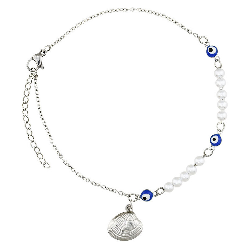 Lindas Jewelry Náramok na nohu Mušlička s perlami chirurgická oceľ 64398898