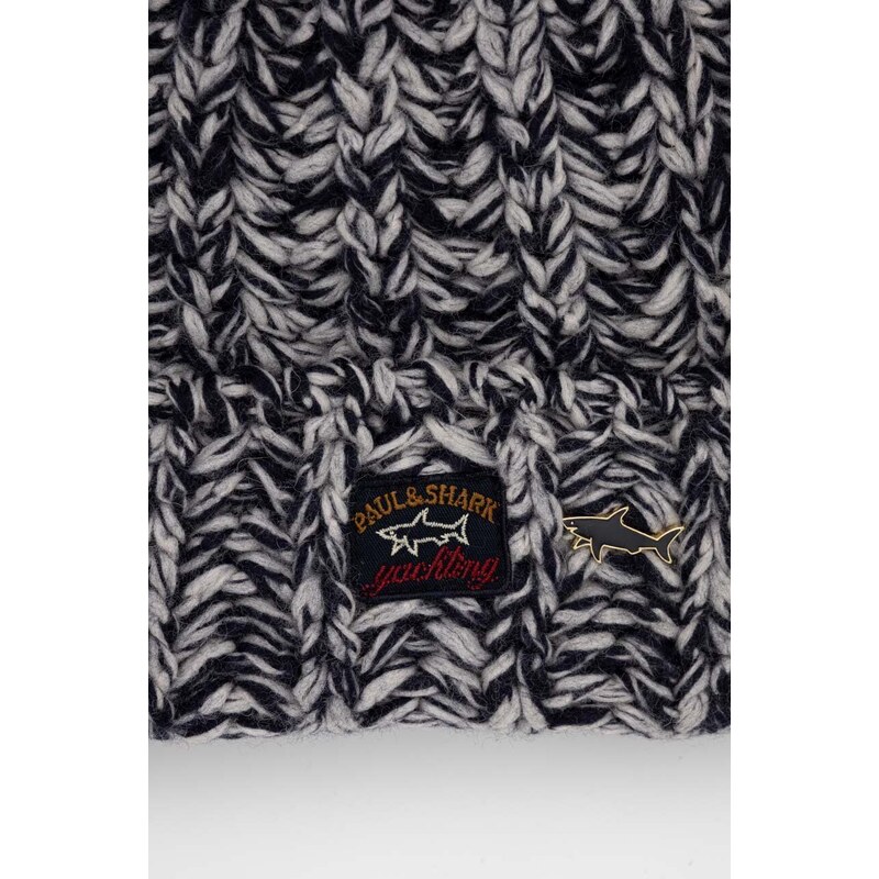 Čiapka s prímesou vlny Paul&Shark tmavomodrá farba, z hrubej pleteniny