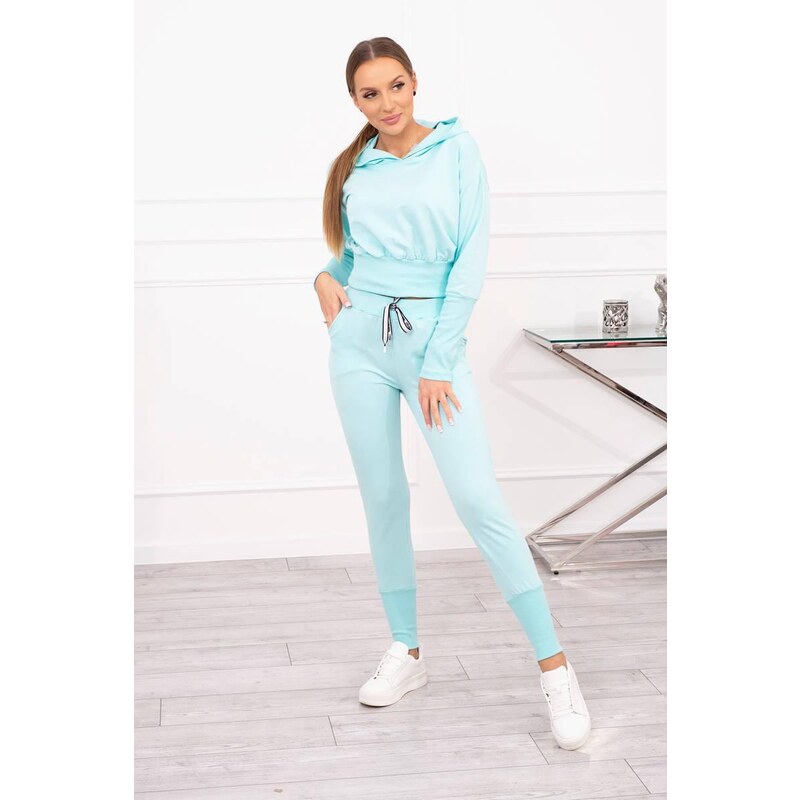 MladaModa Tepláková súprava s kapucňou a širokým pásom model 9323 43967386