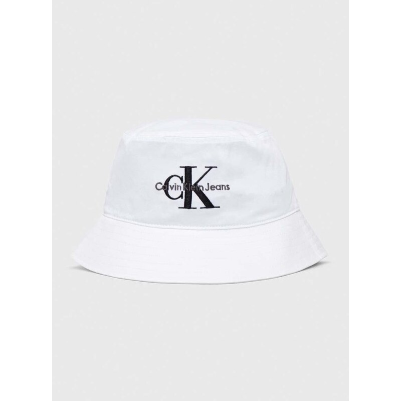 Bavlnený klobúk Calvin Klein Jeans biela farba,bavlnený,K60K611029