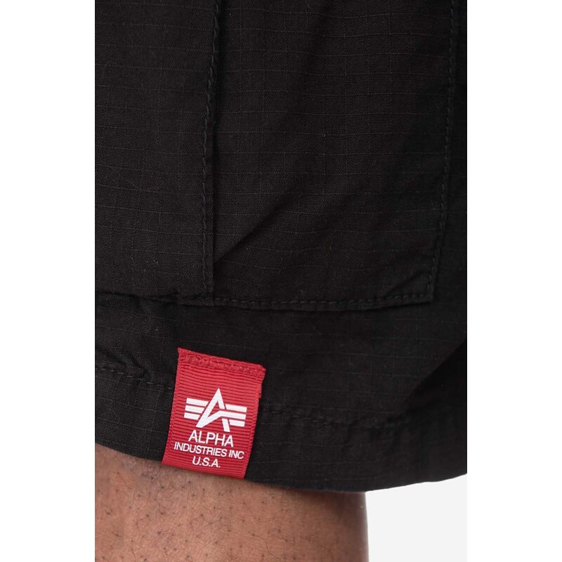 Bavlnené šortky Alpha Industries Ripstop Jogger 106250.03-black, čierna farba