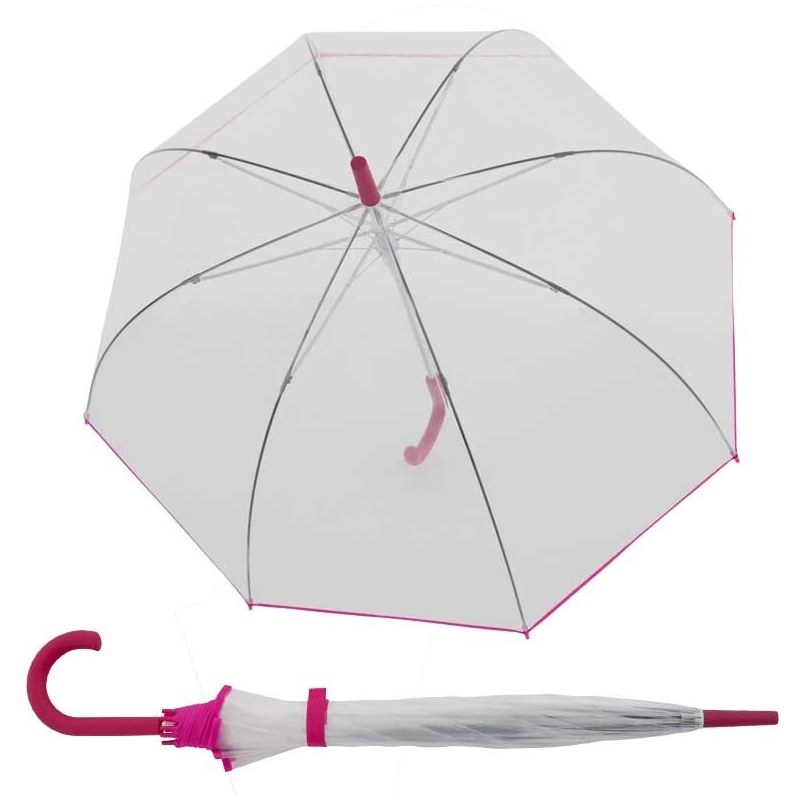 Doppler Nizza Transparent ružový - dámsky holový priehľadný dáždnik