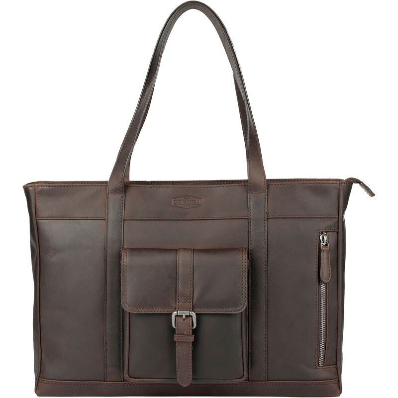 Dámska kožená kabelka na notebook Sparwell Leone - tmavo hnedá 44072182