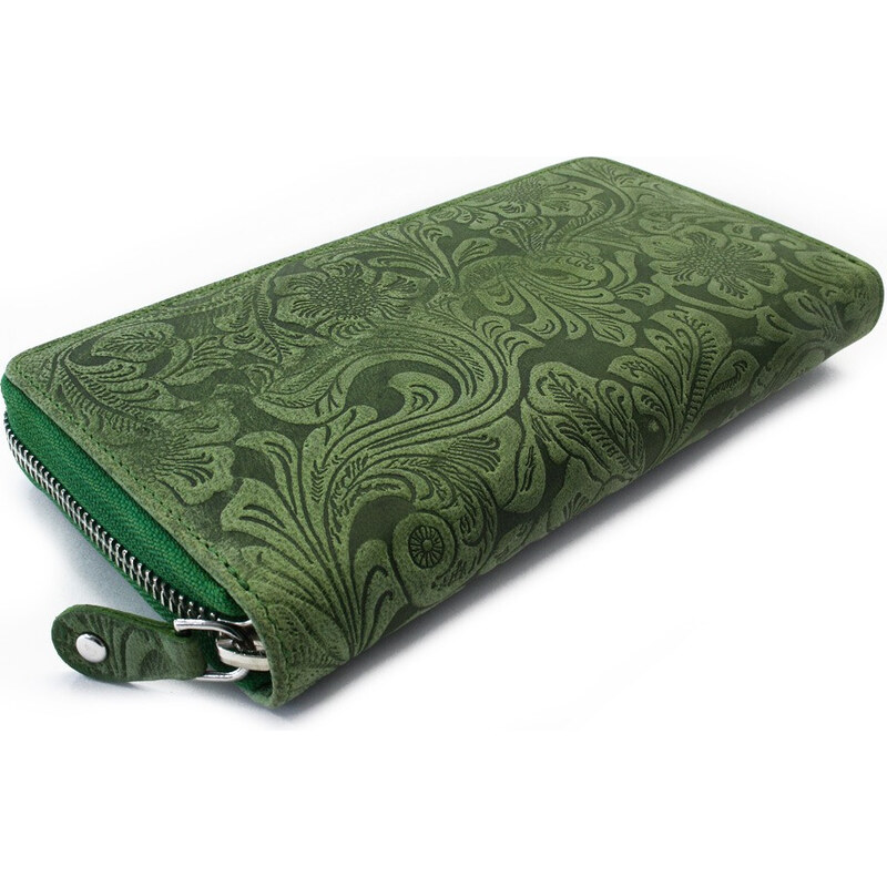 Arwel Dámska kožená zipsová peňaženka so vzorom | zelená 511-2265-57 67463309