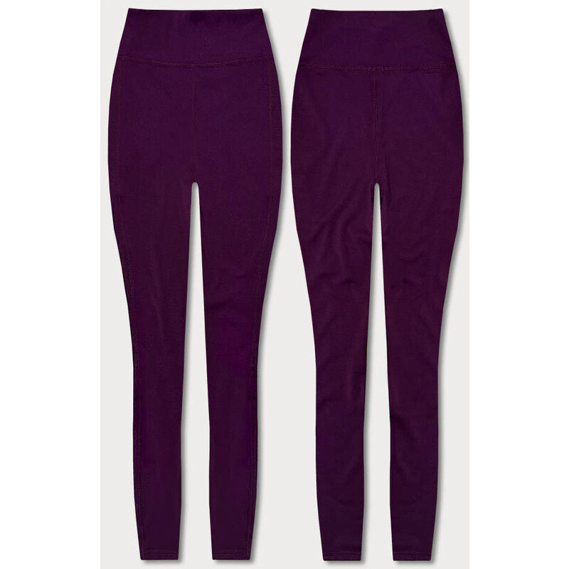 J.STYLE Tmavo fialové dámske legíny s ozdobnými švami (54460) 44210272