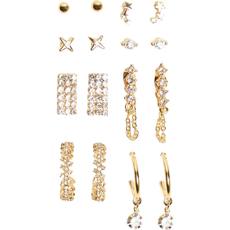 Bershka Sada šperkov zlatá / priehľadná 67551576