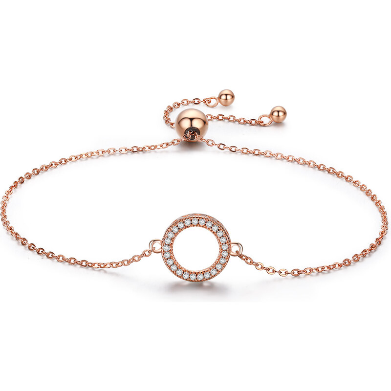Ligot Strieborný pozlátený ružový náramok kruh 47599340
