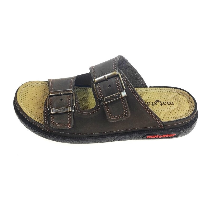 Pánske šľapky Mat Star 004 - Brown 44440238