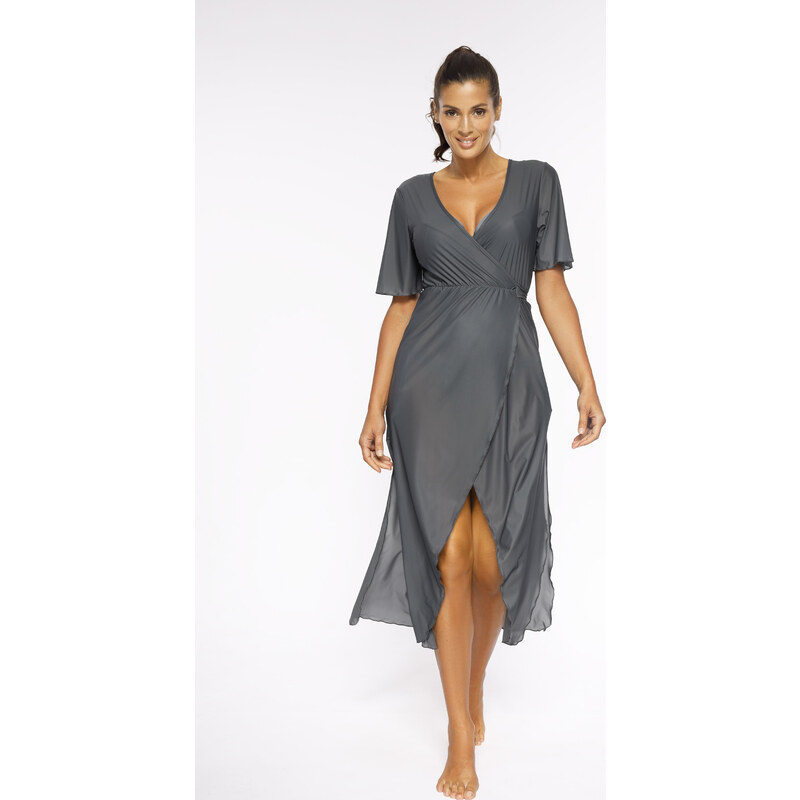 MARKO COLLECTION Sivá dlhá plážová tunika na plavky Hilda Ardesia M 44162162