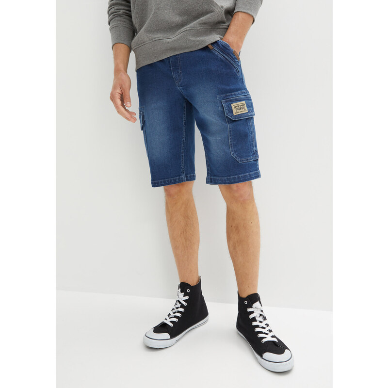 bonprix Džínsové bermudy, Regular Fit, strečové, farba modrá 44797555