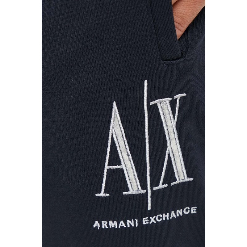 Bavlnené tepláky Armani Exchange tmavomodrá farba, s nášivkou, 8NZPPQ ZJ1ZZ NOS