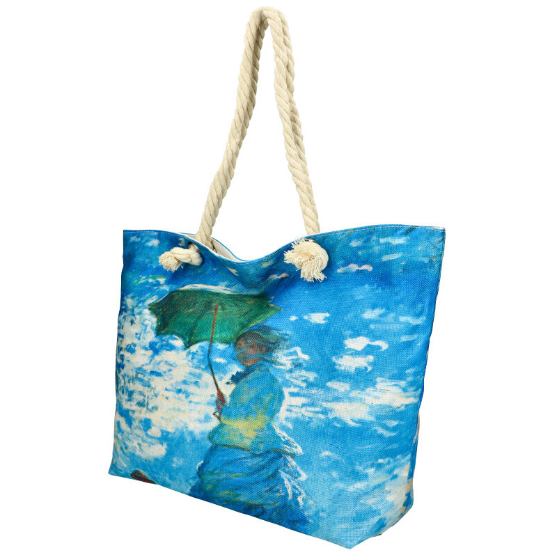 Linea Moda Veľká plážová taška v maľovanom dizajne modrá HB002 44198717