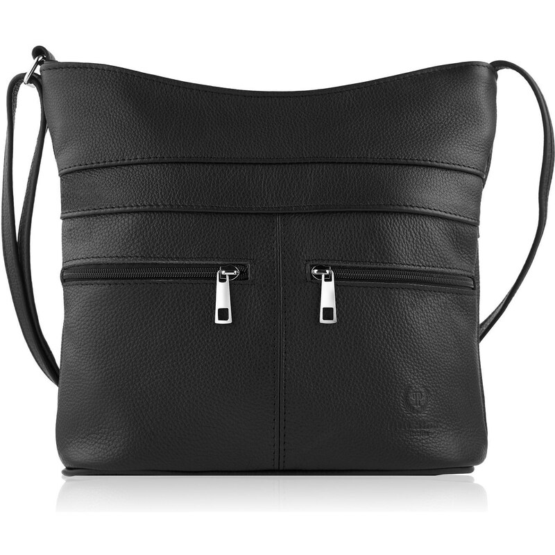 PAOLO PERUZZI Dámska kožená crossbody kabelka | čierna Z-53-BL 44189187