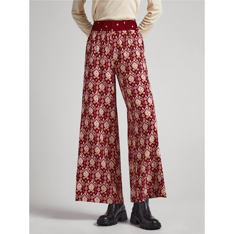 Červené ženy vzorované široké nohavice Pepe Jeans Galya - ženy 50636447
