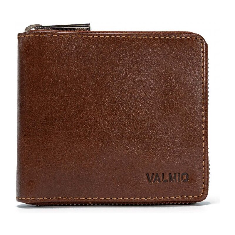 Valmio Brown RFID Kožená peňaženka so zapínaním na zips 44264120