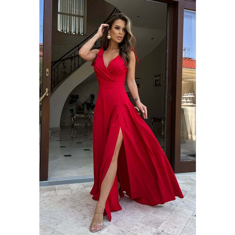Bicotone Červené šaty s viazaním na ramenách Camila
