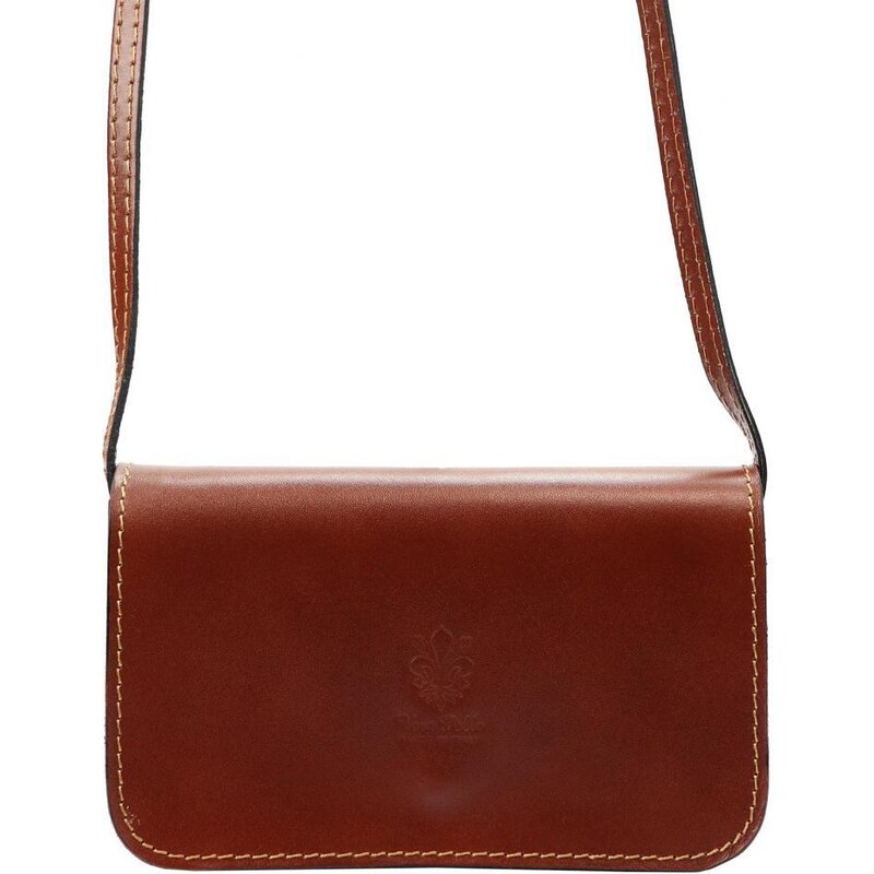 Vera Pelle Kožená malá dámska pozdĺžna crossbody kabelka hnedá 44341620