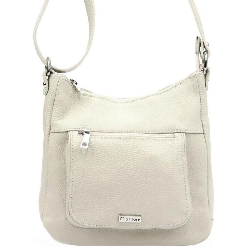 MiaMore Kožená crossbody dámska kabelka krémová 44341608