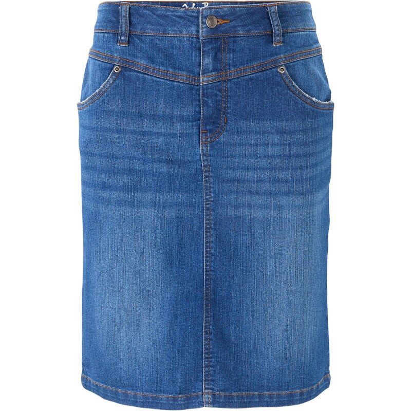 bonprix Strečová džínsová sukňa, farba modrá, rozm. 36